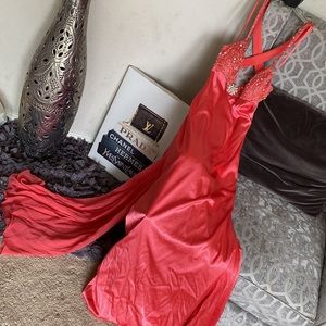 NWT💕🧡Maxi Halter Top Cross Backless Silk Beaded Dress💕🧡 Size M